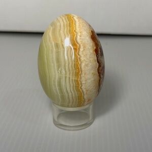 Onyx/Agate Egg Natural Rainbow Banded w/acrylic ring stand Healing/Paperweight